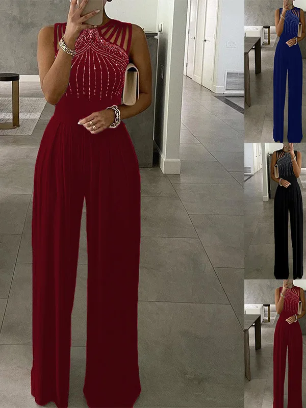 Ladies Pure Color Inlaid Bri Decoration Jumpsuit Dr Long Pants mid Waist Regular Thin Fabric Other
Ladies Pure Color Inlaid Bri Decoration Jumpsuit Dr Long Pants mid Waist Regular Thin Fabric Other