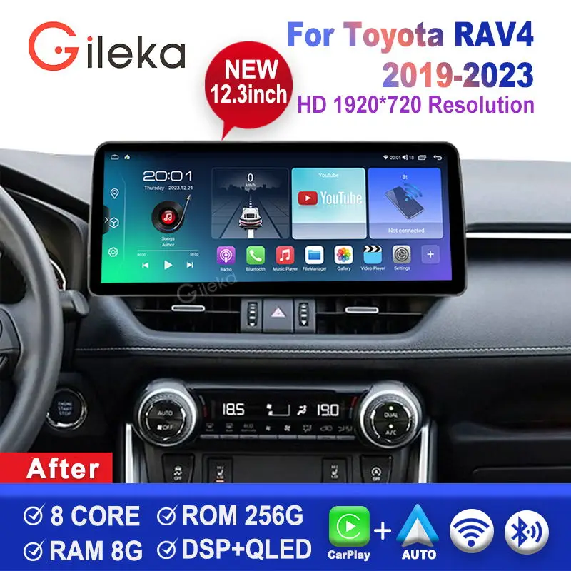 12.3 inch Carplay Screen Android For Toyota RAV4 2019 - 2023 Car Radio Stereo Multimedia Player GPS Navigation Head Unit
12.3 inch Carplay Screen Android For Toyota RAV4 2019 - 2023 Car Radio Stereo Multimedia Player GPS Navigation Head Unit
