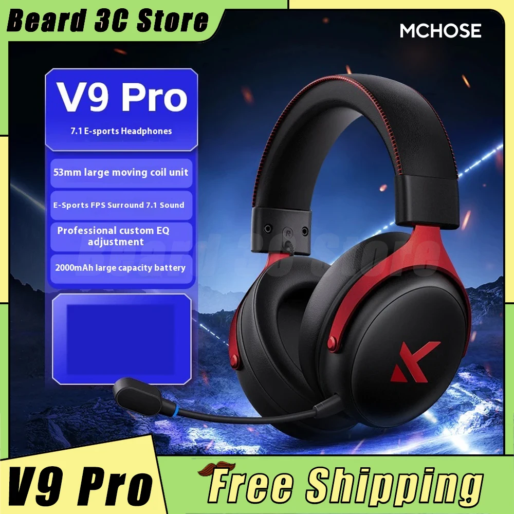 MCHOSE V9 Pro Headphones Tri Mode Wireless Headset 53mm Dynamic Drive Low Latency 7.1 Channel Custom Gaming Earphone With Mic
MCHOSE V9 Pro Headphones Tri Mode Wireless Headset 53mm Dynamic Drive Low Latency 7.1 Channel Custom Gaming Earphone With Mic