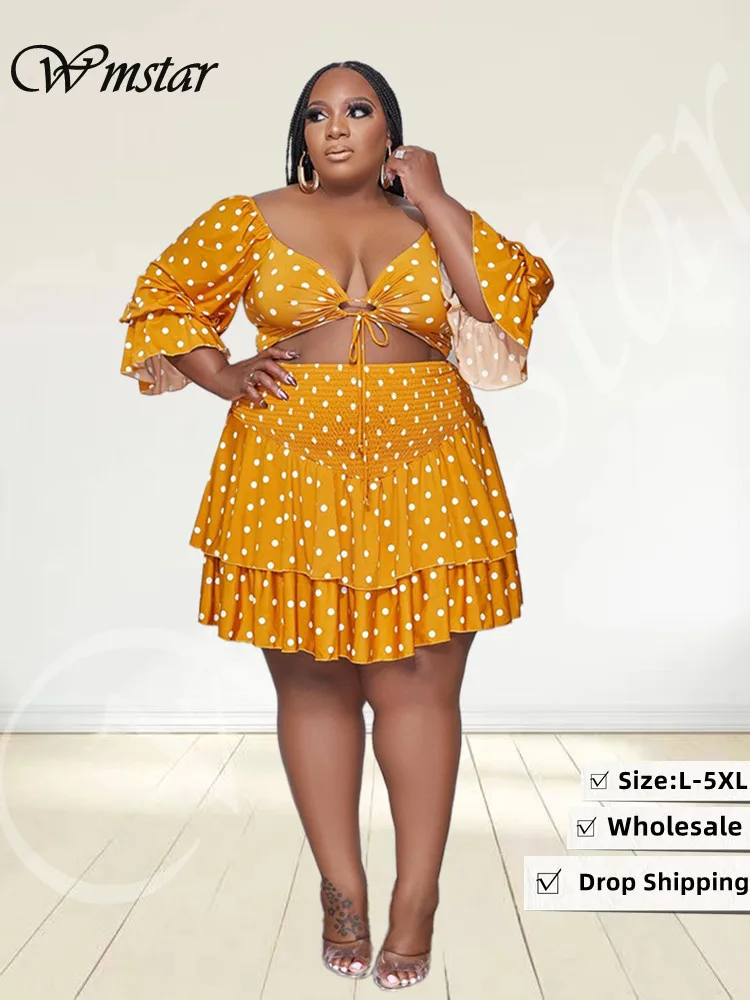 Wmstar Plus Size Women 2 Two Piece Outfits Sexy Crop Top and Mini Skirts Sets Dot Print Matching Outfits Wholesale Dropshipping
Wmstar Plus Size Women 2 Two Piece Outfits Sexy Crop Top and Mini Skirts Sets Dot Print Matching Outfits Wholesale Dropshipping