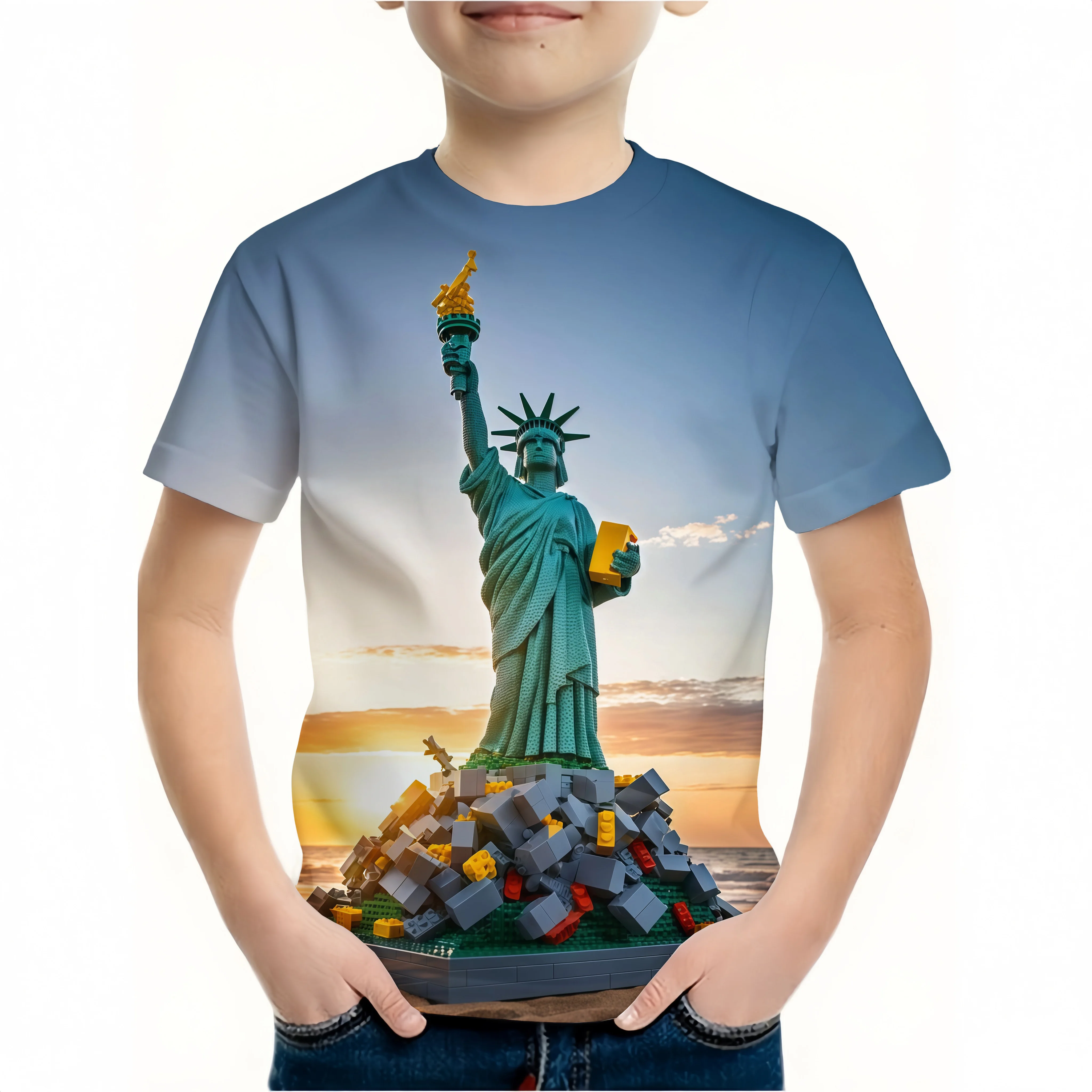 Kids Clothes for Boys 3D Building Blocks Style World-Famous Buildings T-Shirt Summer Short Sleeve Tops for Children's Clothing
Kids Clothes for Boys 3D Building Blocks Style World-Famous Buildings T-Shirt Summer Short Sleeve Tops for Children's Clothing