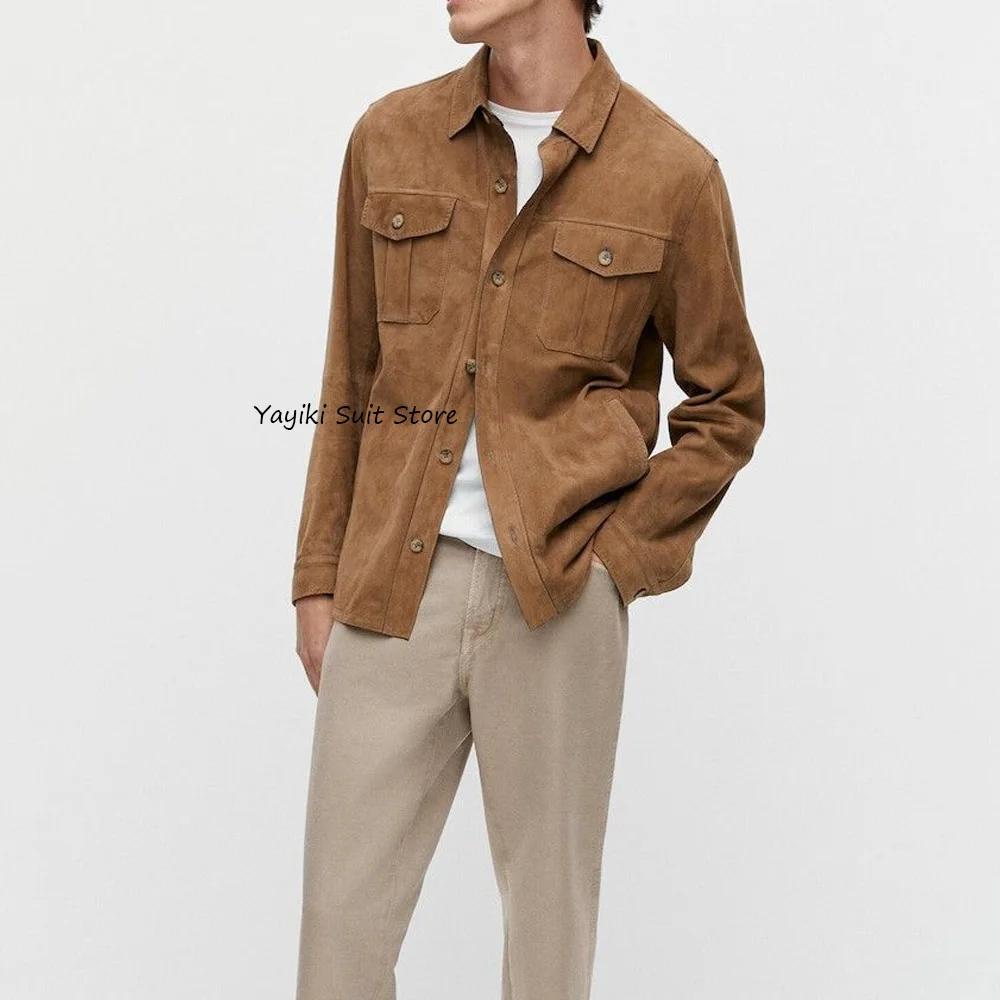 Man Jackets High Quality Single-breasted Men's Social Coat Lapel Collar Fashion Suit Faux Suede Fabric Casual Style Suits Blazer
Man Jackets High Quality Single-breasted Men's Social Coat Lapel Collar Fashion Suit Faux Suede Fabric Casual Style Suits Blazer