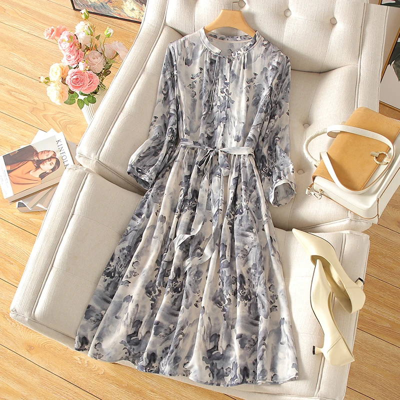 High Quality Printed Real Silk Dress Women's Mid-Length 2024 Summer New Niche French Slim Lace-up
High Quality Printed Real Silk Dress Women's Mid-Length 2024 Summer New Niche French Slim Lace-up