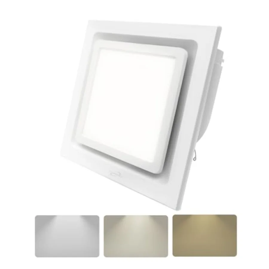 Bathroom Exhaust Fan with Light,,3000K/4500K/6000K 12W 7.5In Square LED, 117 CFM, 0.7 Sones 4 Inch Duct 110V, Quiet Ventilation
Bathroom Exhaust Fan with Light,,3000K/4500K/6000K 12W 7.5In Square LED, 117 CFM, 0.7 Sones 4 Inch Duct 110V, Quiet Ventilation
