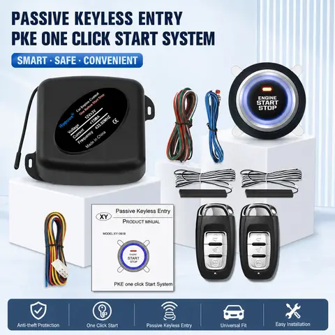 HIPPCRON PKE Car Keyless Entry Engine Start Car Remote Control Alarm System Push Button Remote Starter Stop Auto Universal Safe