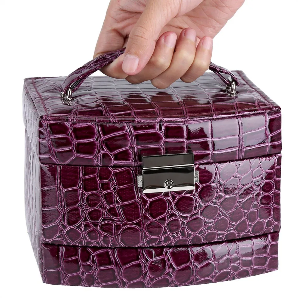 Semi-automatic PU Leather Jewelry Box Three-layer Purple Jewellery Organizer Portable Jewelry Case Cosmetic Storage
Semi-automatic PU Leather Jewelry Box Three-layer Purple Jewellery Organizer Portable Jewelry Case Cosmetic Storage