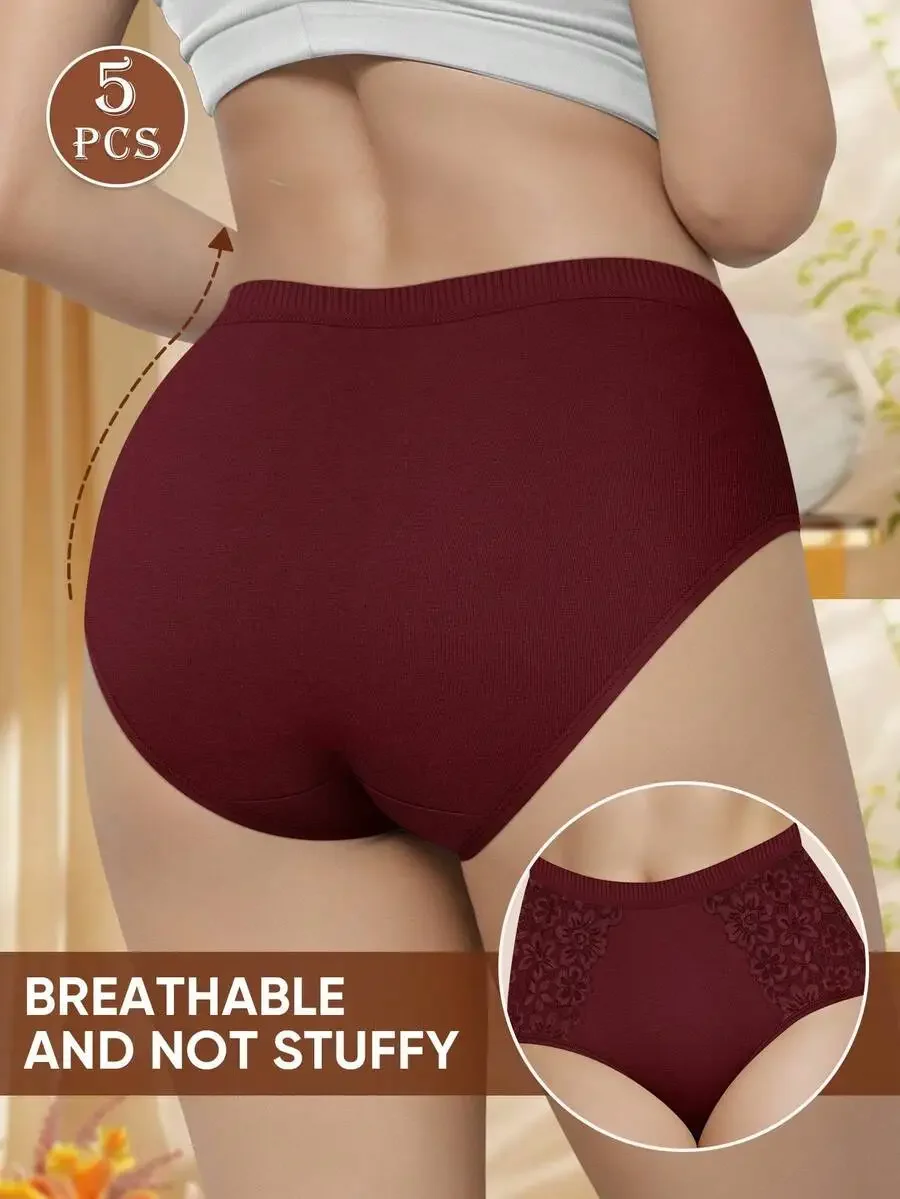 5 Pcs Cotton Solid Color Womens Briefs With Lace Comfortable Underwear
5 Pcs Cotton Solid Color Womens Briefs With Lace Comfortable Underwear