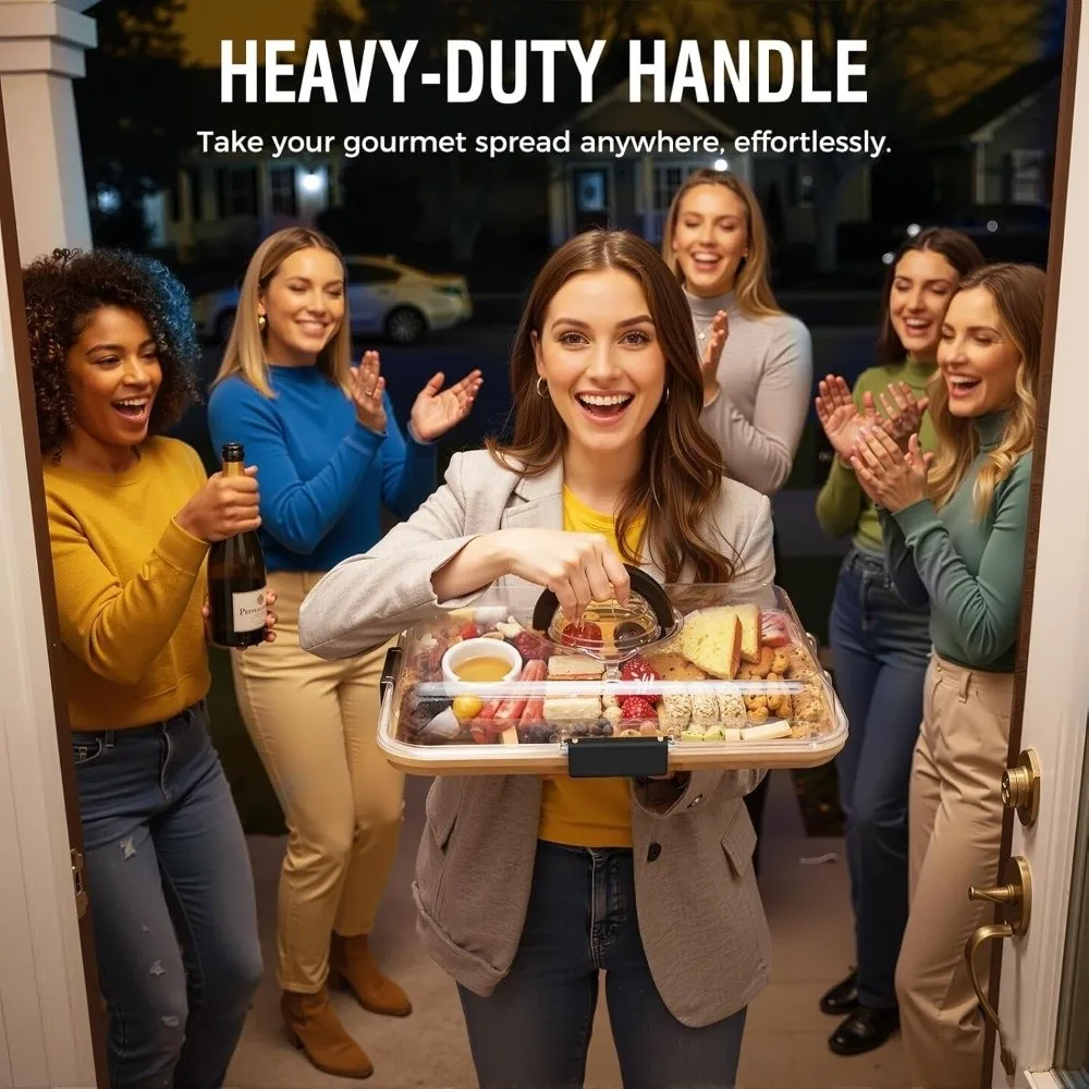 Portable Wooden Charcuterie Board Transparent Acrylic Lid Durable Biscuit Snacks Platter Square Cheese Tray Charcuterie Shops
Portable Wooden Charcuterie Board Transparent Acrylic Lid Durable Biscuit Snacks Platter Square Cheese Tray Charcuterie Shops