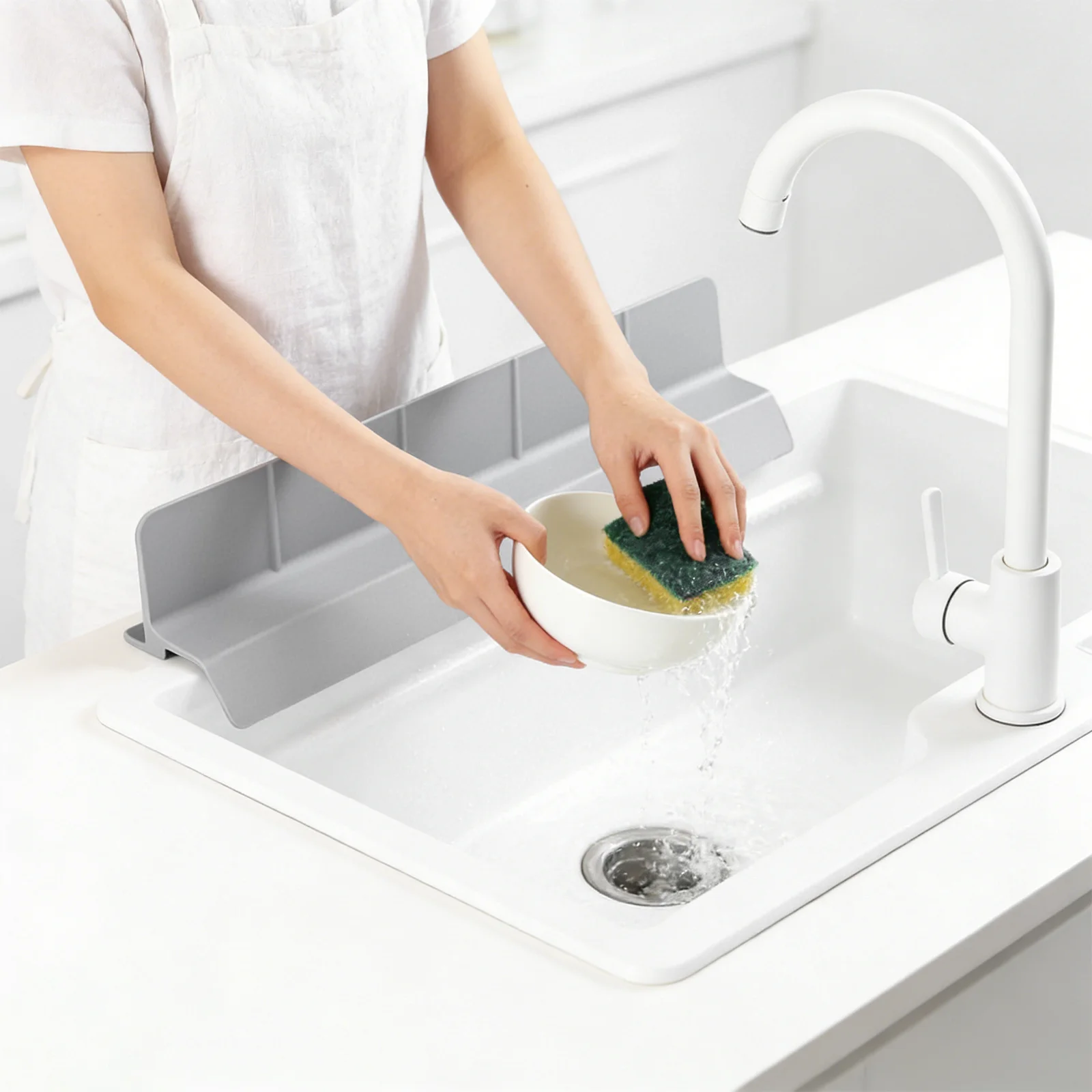 23" Ultra Silicone Sink Splash Guard,Self-Draining Water Splash Guard for Kitchen Sink and Bathroom ,with 3.5" High Splash Guard & 7 Strong Suction Cup (Grey)
23" Ultra Silicone Sink Splash Guard,Self-Draining Water Splash Guard for Kitchen Sink and Bathroom ,with 3.5" High Splash Guard & 7 Strong Suction Cup (Grey)
