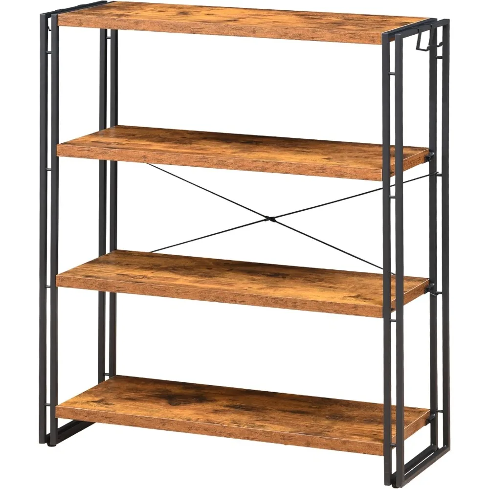 Bookshelf, 4-Tier Industrial Bookcase, Rustic Open Book Shelf, Freestanding Tall Bookshelves with Metal Frame
Bookshelf, 4-Tier Industrial Bookcase, Rustic Open Book Shelf, Freestanding Tall Bookshelves with Metal Frame