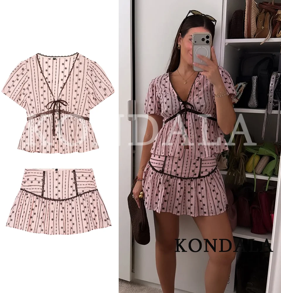 KONDALA Women Summer Chic Embroidery Skirts Set Holiday Elegant Lace V-Neck Shirt,Mini Culottes 2026 Trendy Party Sweet Cute Set
KONDALA Women Summer Chic Embroidery Skirts Set Holiday Elegant Lace V-Neck Shirt,Mini Culottes 2026 Trendy Party Sweet Cute Set