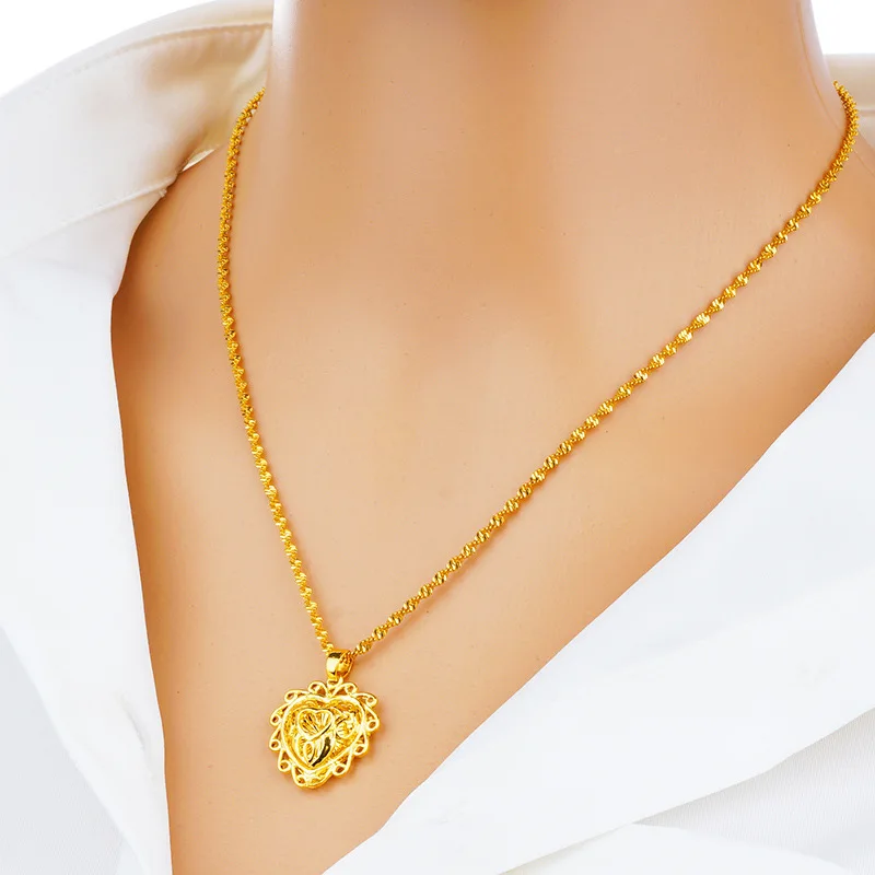 Luxury 24K 9999 Pure Gold real gold Women's hollow small heart pendant water wave chain
Luxury 24K 9999 Pure Gold real gold Women's hollow small heart pendant water wave chain