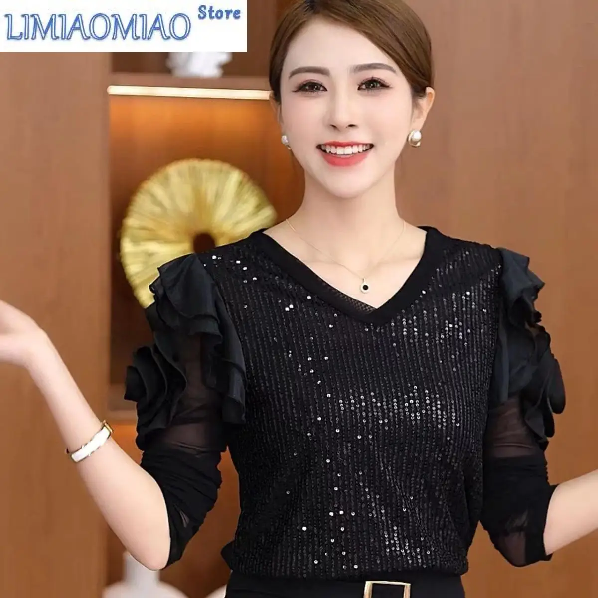 Spring Autumn Black Long Sleeve T-shirt Sequins Floral T-Shirt Women Clothing Trend Design Luxury Shirts Slim Fit Outerwear Chic
Spring Autumn Black Long Sleeve T-shirt Sequins Floral T-Shirt Women Clothing Trend Design Luxury Shirts Slim Fit Outerwear Chic