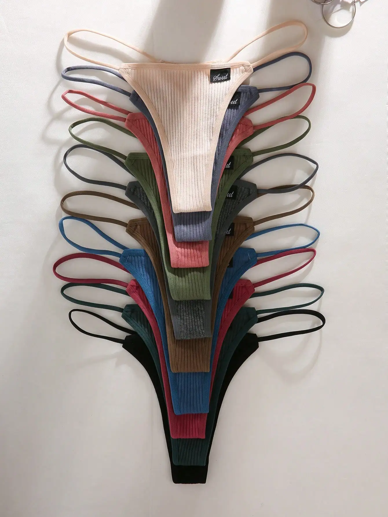 10pcs Pack Solid Color Sexy Ribbed G-String Panties for Women, Elastic & Comfortable Daily Wear
10pcs Pack Solid Color Sexy Ribbed G-String Panties for Women, Elastic & Comfortable Daily Wear