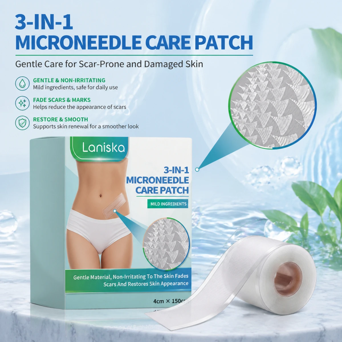 3in1 Microneedle Care Patch Gentle Skin Soothing Breathable Cuttable Improves Skin Texturae for Abdomen Body Daily Use 4cmX150cm
3in1 Microneedle Care Patch Gentle Skin Soothing Breathable Cuttable Improves Skin Texturae for Abdomen Body Daily Use 4cmX150cm