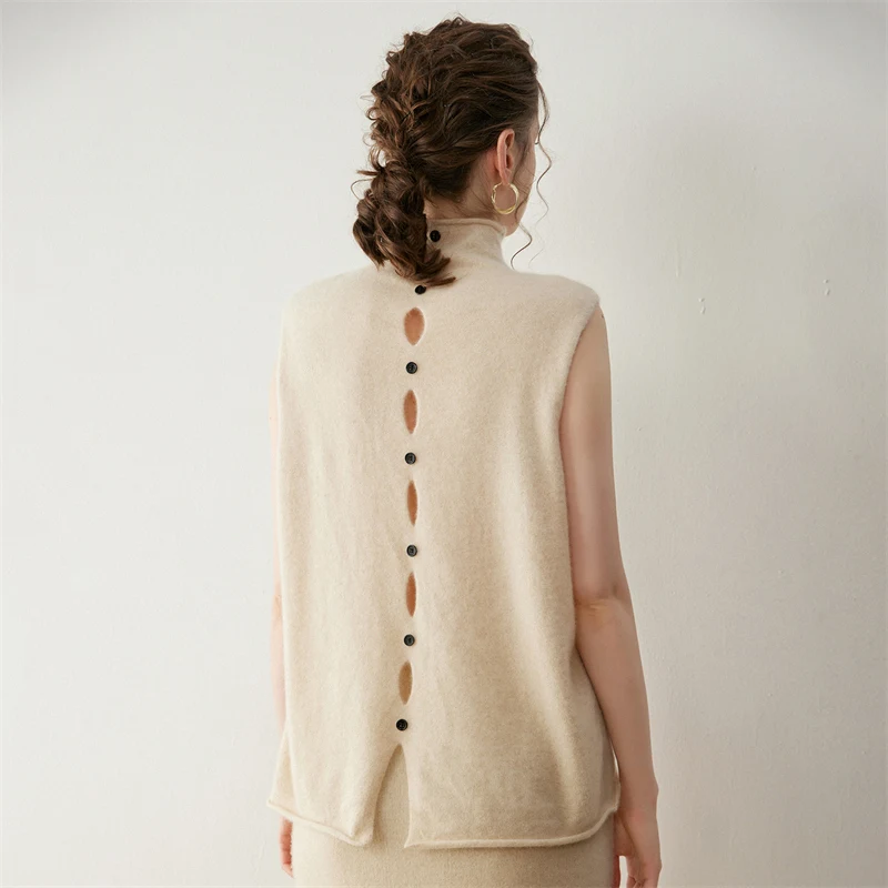 Women's Turtleneck Sleeveless Pullover Sweater Spring Autumn 100% Cashmere winter Simple Soft Skin Friendly Knit Base Top
Women's Turtleneck Sleeveless Pullover Sweater Spring Autumn 100% Cashmere winter Simple Soft Skin Friendly Knit Base Top