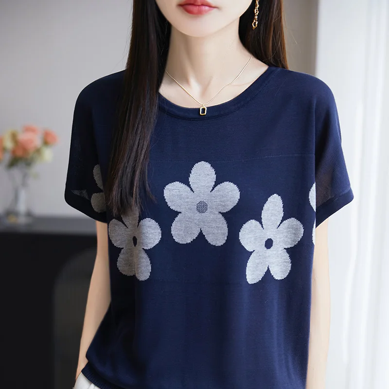 100% Lyocell Knitted Tank Top Spring/Summer Jacquard Women's T-shirt Short Sleeve Loose Tees Round Neck Hoodie Tops Cool
100% Lyocell Knitted Tank Top Spring/Summer Jacquard Women's T-shirt Short Sleeve Loose Tees Round Neck Hoodie Tops Cool