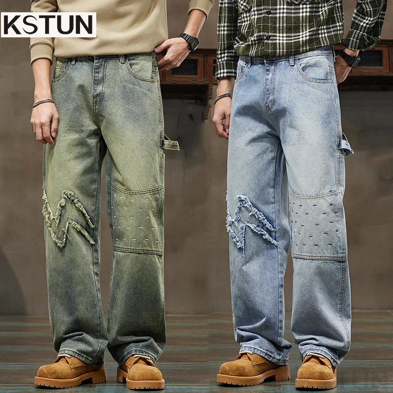 KSTUN 2026, весенне-осенние широкие джинсы, мужские мешковатые брюки, мото-байкерские джинсы, винтажная лоскутная мужская одежда в стиле хип-хоп
KSTUN 2026, весенне-осенние широкие джинсы, мужские мешковатые брюки, мото-байкерские джинсы, винтажная лоскутная мужская одежда в стиле хип-хоп