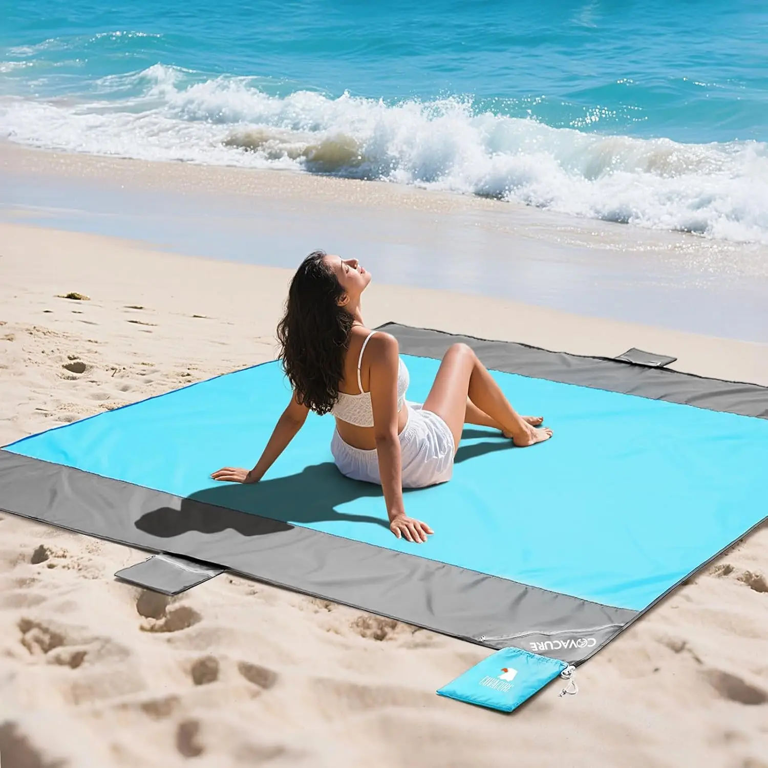 Extra Large Beach Blanket Sandproof Waterproof - 108'x85' for 7-8 Adults, Oversized Portable Beach Mat with Zipper Pockets, Ligh
Extra Large Beach Blanket Sandproof Waterproof - 108'x85' for 7-8 Adults, Oversized Portable Beach Mat with Zipper Pockets, Ligh
