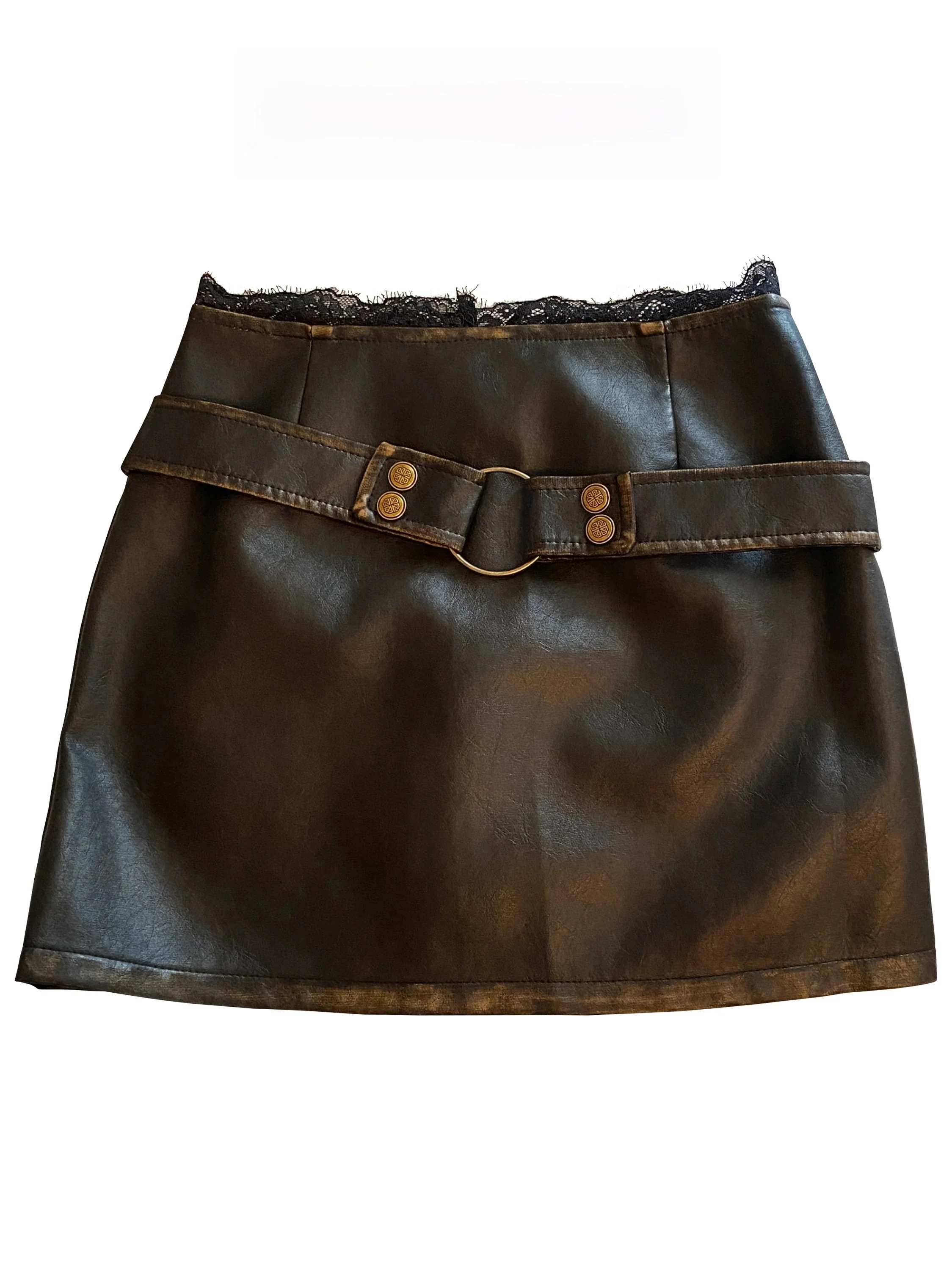 High Waist PU Leather Lace Splicing Skirt Women's Autumn New Style Slimming Butt Covering A-Line Short Skirt
High Waist PU Leather Lace Splicing Skirt Women's Autumn New Style Slimming Butt Covering A-Line Short Skirt
