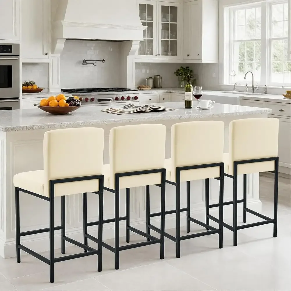 Set of 4, 24 Counter Height Bar Stools with Back, Leatherette Upholstered Modern Chairs for Kitchen Island or Home Bar, Metal Le
Set of 4, 24 Counter Height Bar Stools with Back, Leatherette Upholstered Modern Chairs for Kitchen Island or Home Bar, Metal Le
