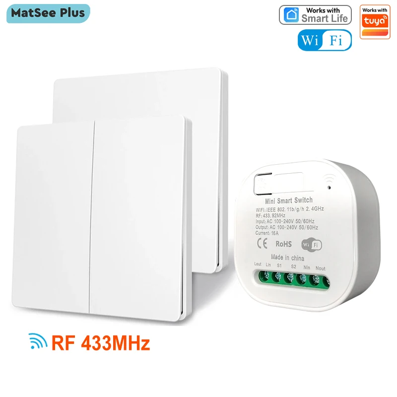 Smart WiFi Switch Module 16A with RF433MHz Self Powered Kinetic Wireless Switch Remote Control Works with Google Home Alexa
Smart WiFi Switch Module 16A with RF433MHz Self Powered Kinetic Wireless Switch Remote Control Works with Google Home Alexa