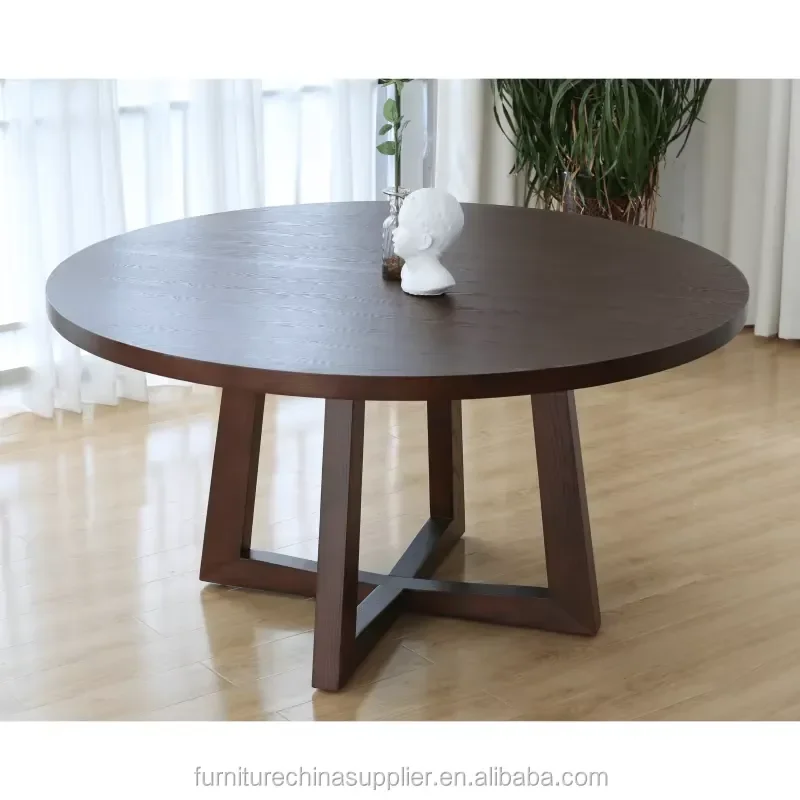 Modern Round Solid Wood Dining Table with Cross Pedestal Base Circular Kitchen Table for 6 Seater A-T05
Modern Round Solid Wood Dining Table with Cross Pedestal Base Circular Kitchen Table for 6 Seater A-T05
