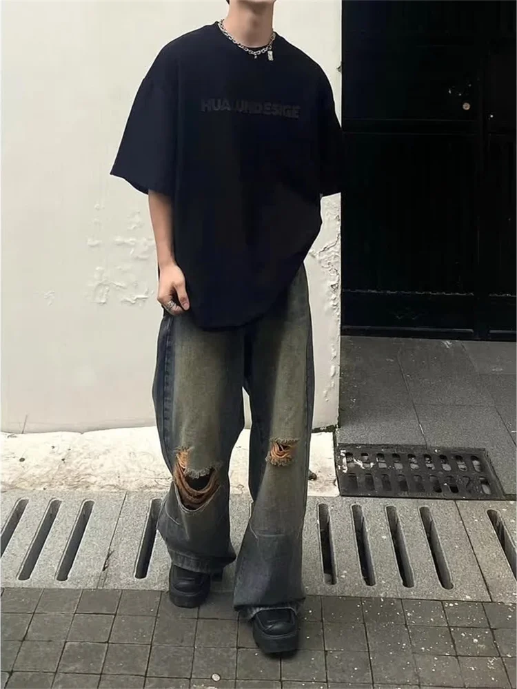 Heavy Du Men's Jeans Waed out Wide Leg Straight Cut Trousers Street Sle Casual Long Pants Trendy Loose Fit Jeans
Heavy Du Men's Jeans Waed out Wide Leg Straight Cut Trousers Street Sle Casual Long Pants Trendy Loose Fit Jeans