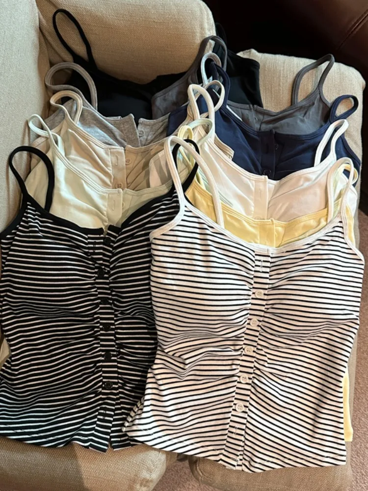 Pure Desire Striped Short Fit Women's Tank Top Spring Summer New Style Sexy Button Knitted Vest with Chest Pad City Walk Frie...
Pure Desire Striped Short Fit Women's Tank Top Spring Summer New Style Sexy Button Knitted Vest with Chest Pad City Walk Frie...