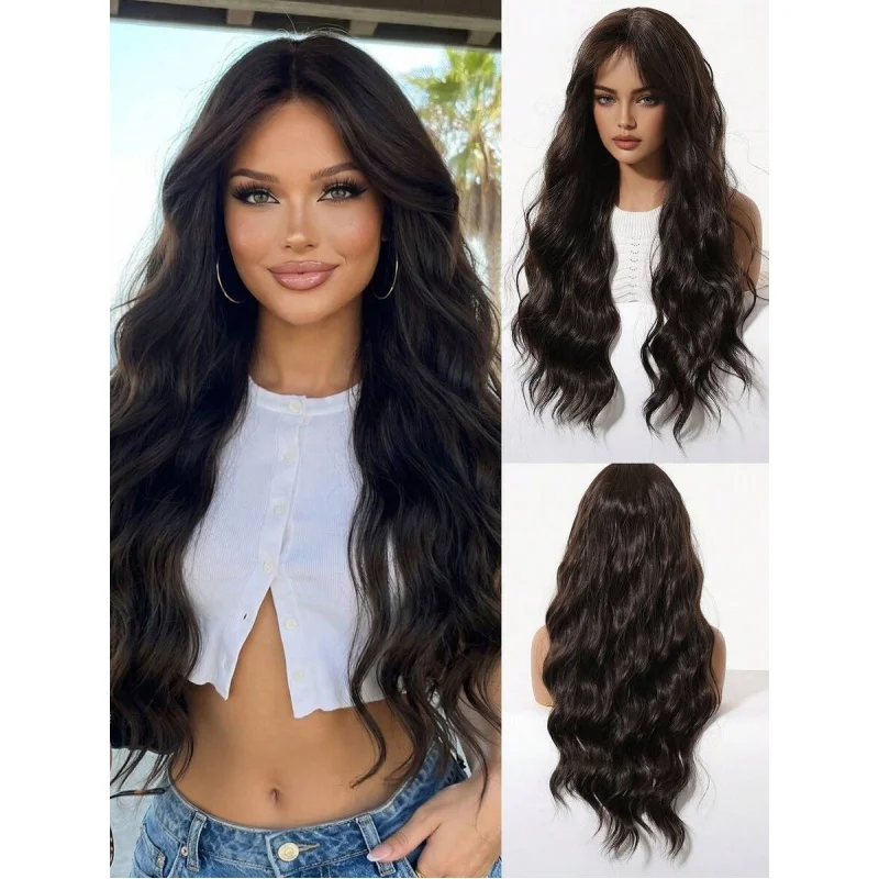 26Inch Natural Brown Loose Wave Synthetic Wig With Bangs,Adjustable Strap,High Temp Fiber,For Beach Vacation
26Inch Natural Brown Loose Wave Synthetic Wig With Bangs,Adjustable Strap,High Temp Fiber,For Beach Vacation