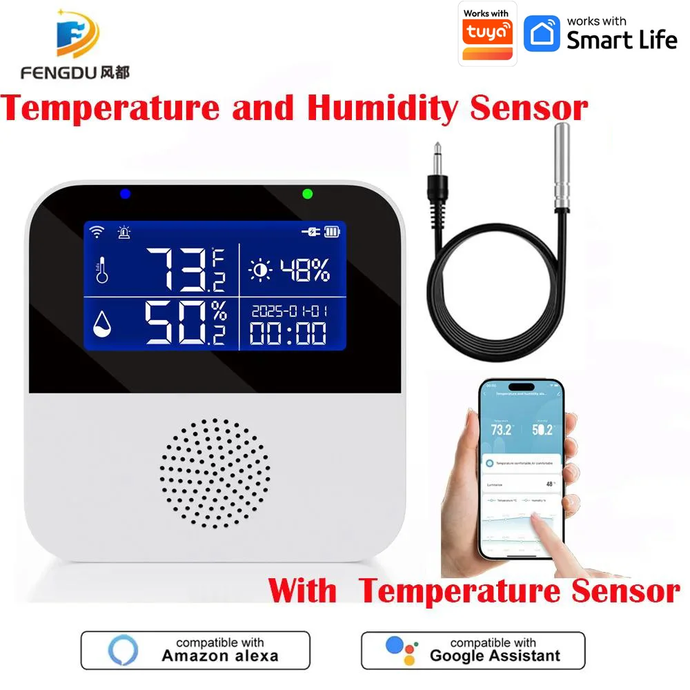 Tuya Wifi Smart Home Digital Indoor Hygrometer Thermometer Temperature and Humidity Monitor Sensor With LCD Display