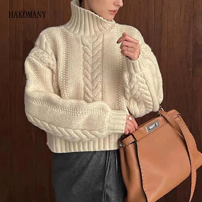 2023 Women Beige Knitted Side Open Buttons Turtleneck Sweater Vintage Full Drop Sleeve Pullover Knitwear Loose Short Jumper
2023 Women Beige Knitted Side Open Buttons Turtleneck Sweater Vintage Full Drop Sleeve Pullover Knitwear Loose Short Jumper