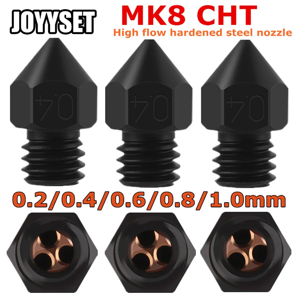 MK8 Nozzle CHT High Flow 500°C Hardened Steel 1.0/0.8/0.6/0.4/0.2mm M6 3D Printer Parts Nozzle for Ender 3 Upgrade Ender 5 CR20
MK8 Nozzle CHT High Flow 500°C Hardened Steel 1.0/0.8/0.6/0.4/0.2mm M6 3D Printer Parts Nozzle for Ender 3 Upgrade Ender 5 CR20