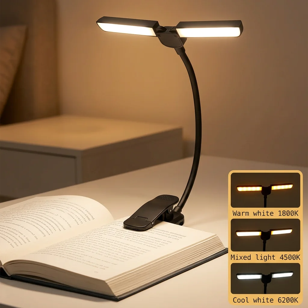 Clip on Book Light USB Book Light 3 Color Adjustable LED Reading Lamp with Clamp Eye-Care Night Light for Bed,Study Desk Reading
Clip on Book Light USB Book Light 3 Color Adjustable LED Reading Lamp with Clamp Eye-Care Night Light for Bed,Study Desk Reading