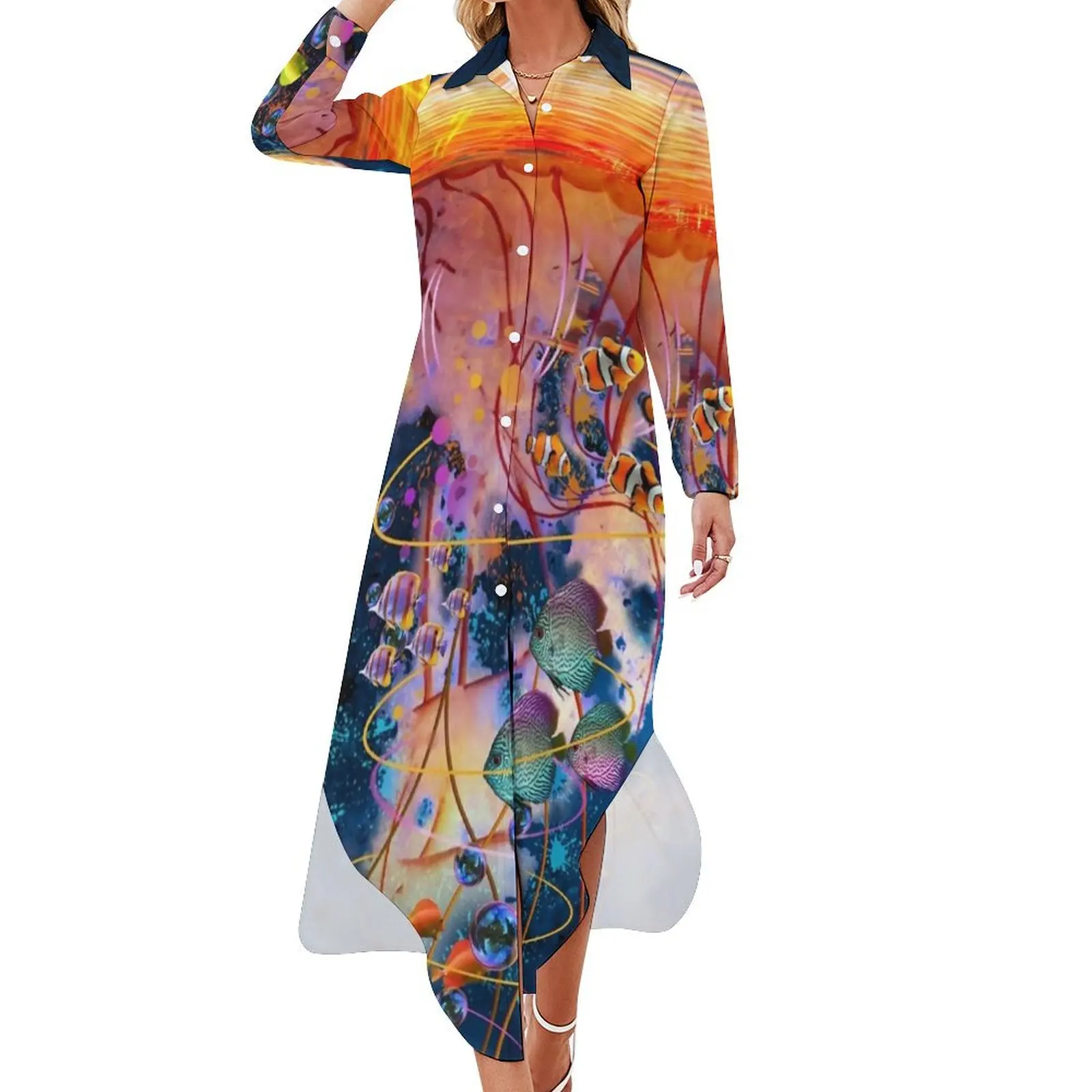 Electric Jellyfish World Long Sleeved Shirt Dress ceremony dresses dress women's fashion dresses
Electric Jellyfish World Long Sleeved Shirt Dress ceremony dresses dress women's fashion dresses