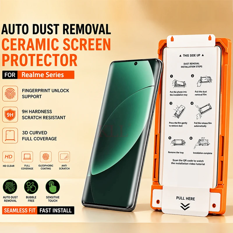 Oleophobic Coating Dust Removal Easy Installation Frame Ceramic Film for Realme GT8 GT5 Pro GT Neo 6 Screen Protector +tools
Oleophobic Coating Dust Removal Easy Installation Frame Ceramic Film for Realme GT8 GT5 Pro GT Neo 6 Screen Protector +tools
