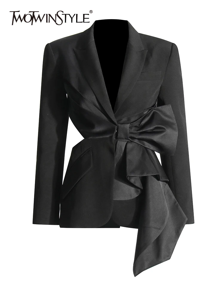 TWOTWINSTYLE Solid Patchwork Bowknot Hollow Out Blazer For Women Notched Collar Long Sleeve Tunic Temperament Blazers Female New
TWOTWINSTYLE Solid Patchwork Bowknot Hollow Out Blazer For Women Notched Collar Long Sleeve Tunic Temperament Blazers Female New