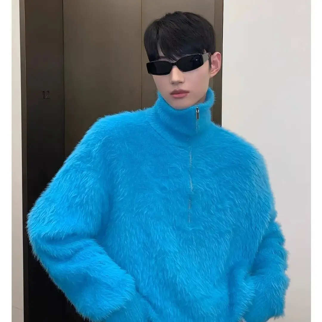 Loose blue sweater for men and women lazy new American high-end thick autumn and winter zipper jacket turtleneck sweater
Loose blue sweater for men and women lazy new American high-end thick autumn and winter zipper jacket turtleneck sweater