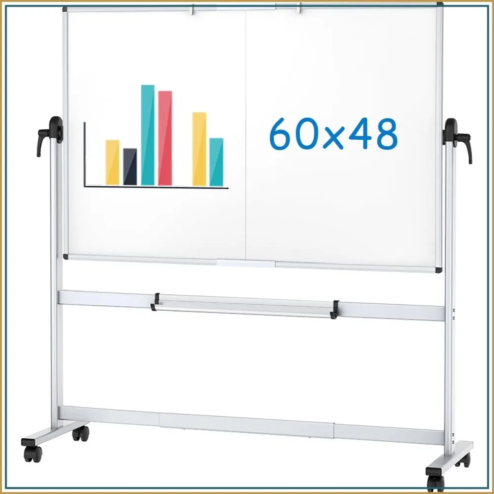 Double-Sided Mobile Whiteboard 60x48 Inches Magnetic Rolling Dry Erase Board on Wheels with Aluminum Frame
Double-Sided Mobile Whiteboard 60x48 Inches Magnetic Rolling Dry Erase Board on Wheels with Aluminum Frame