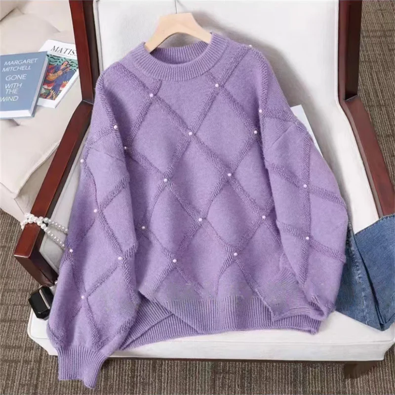 Winter Autumn Female Vintage Women Crew Neck Nailed Bead Ringer Looses Long Sleeve Shirt Top 2023
Winter Autumn Female Vintage Women Crew Neck Nailed Bead Ringer Looses Long Sleeve Shirt Top 2023