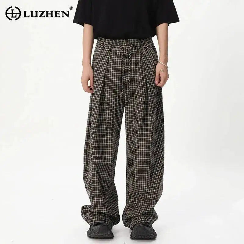 LUZHEN 2026 New Plaid Printed Pleated Design Straight Casual Pants Men's Fashion Elegant Original Wide Leg Trousers Male JY7202
LUZHEN 2026 New Plaid Printed Pleated Design Straight Casual Pants Men's Fashion Elegant Original Wide Leg Trousers Male JY7202
