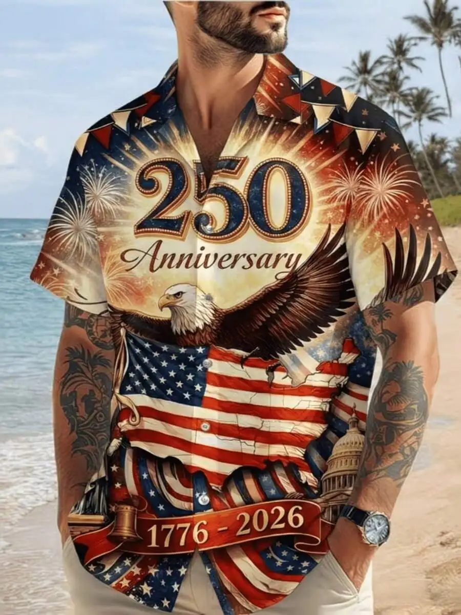 250th Anniversary Mens Short Sleeve Collar Shirt American Flag Fireworks Hawaiian Style
250th Anniversary Mens Short Sleeve Collar Shirt American Flag Fireworks Hawaiian Style