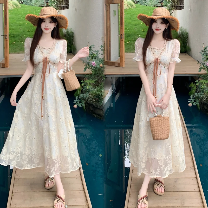 plus Size Women's Gentle Style Beautiful Lace Dress Bubble Sleeve Waist Cinching Slimming Long Skirt Polyester Silk V-Neck Ci...
plus Size Women's Gentle Style Beautiful Lace Dress Bubble Sleeve Waist Cinching Slimming Long Skirt Polyester Silk V-Neck Ci...