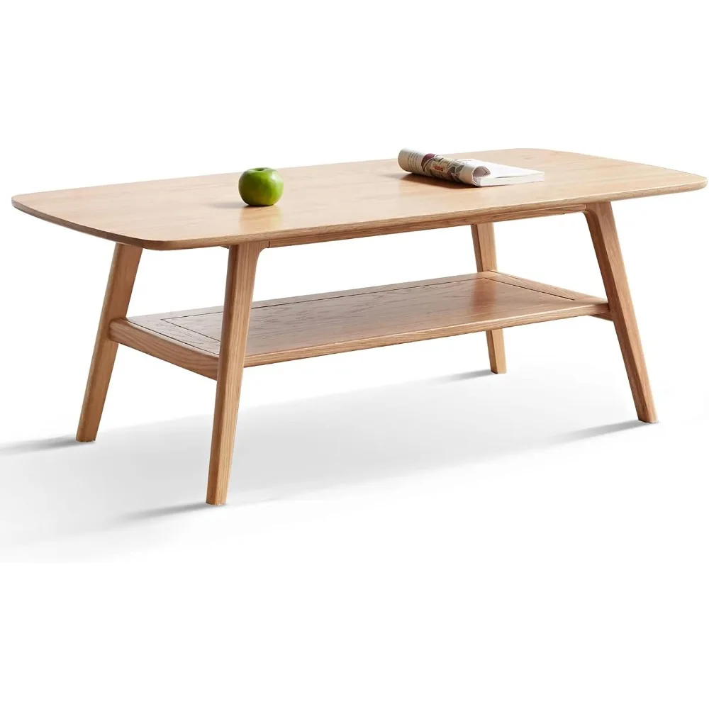 Wood Coffee Table - 2-Tier Oak Coffee Table - Modern Center Coffee Table with Storage Shelf for Living Room, Apartment, and Offi
Wood Coffee Table - 2-Tier Oak Coffee Table - Modern Center Coffee Table with Storage Shelf for Living Room, Apartment, and Offi