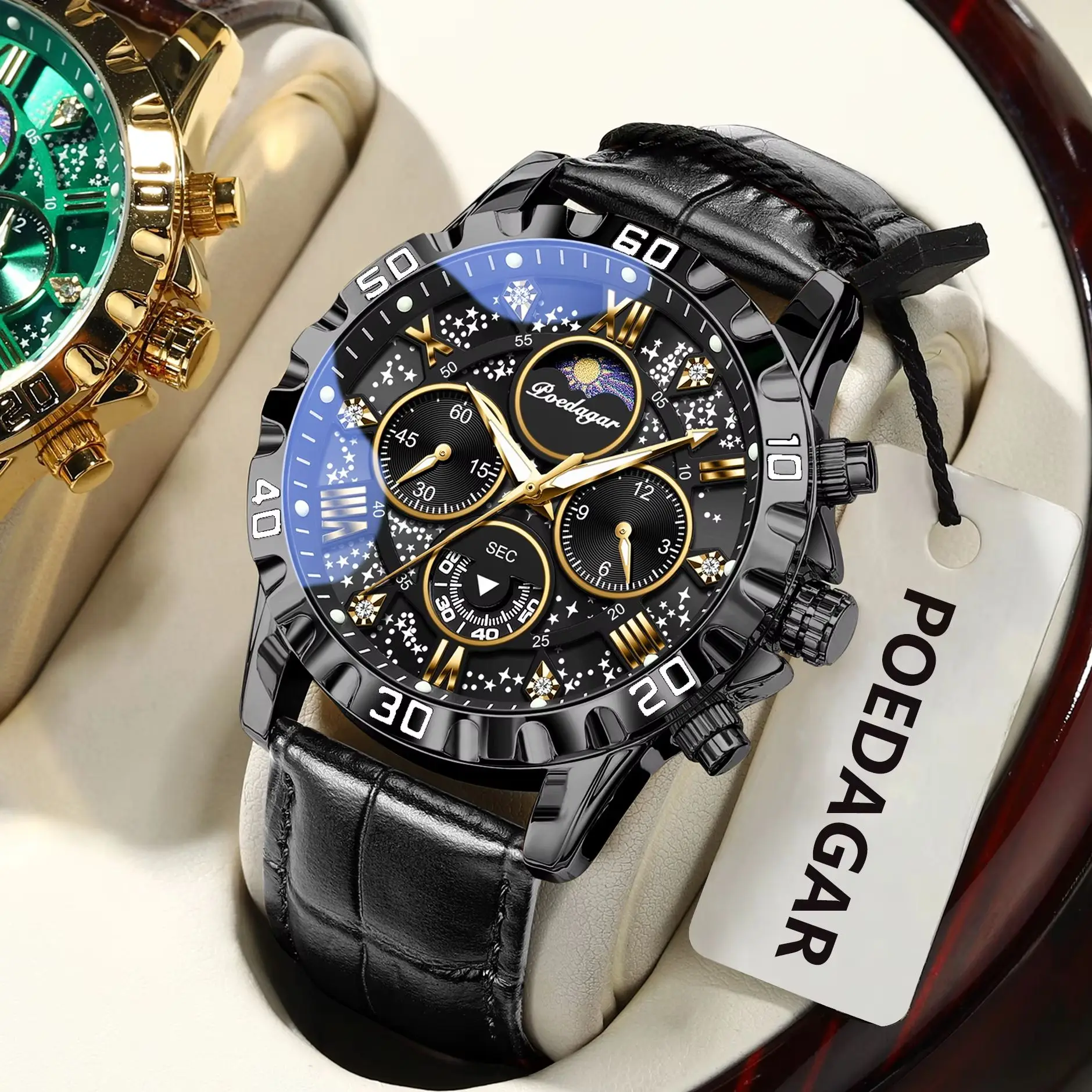 POEDAGAR модные мужские часы водостойкий светящийся хронограф с кожаным ремешком роскошные часы для мужчин деловые кварцевые мужские наручные часы
POEDAGAR модные мужские часы водостойкий светящийся хронограф с кожаным ремешком роскошные часы для мужчин деловые кварцевые мужские наручные часы