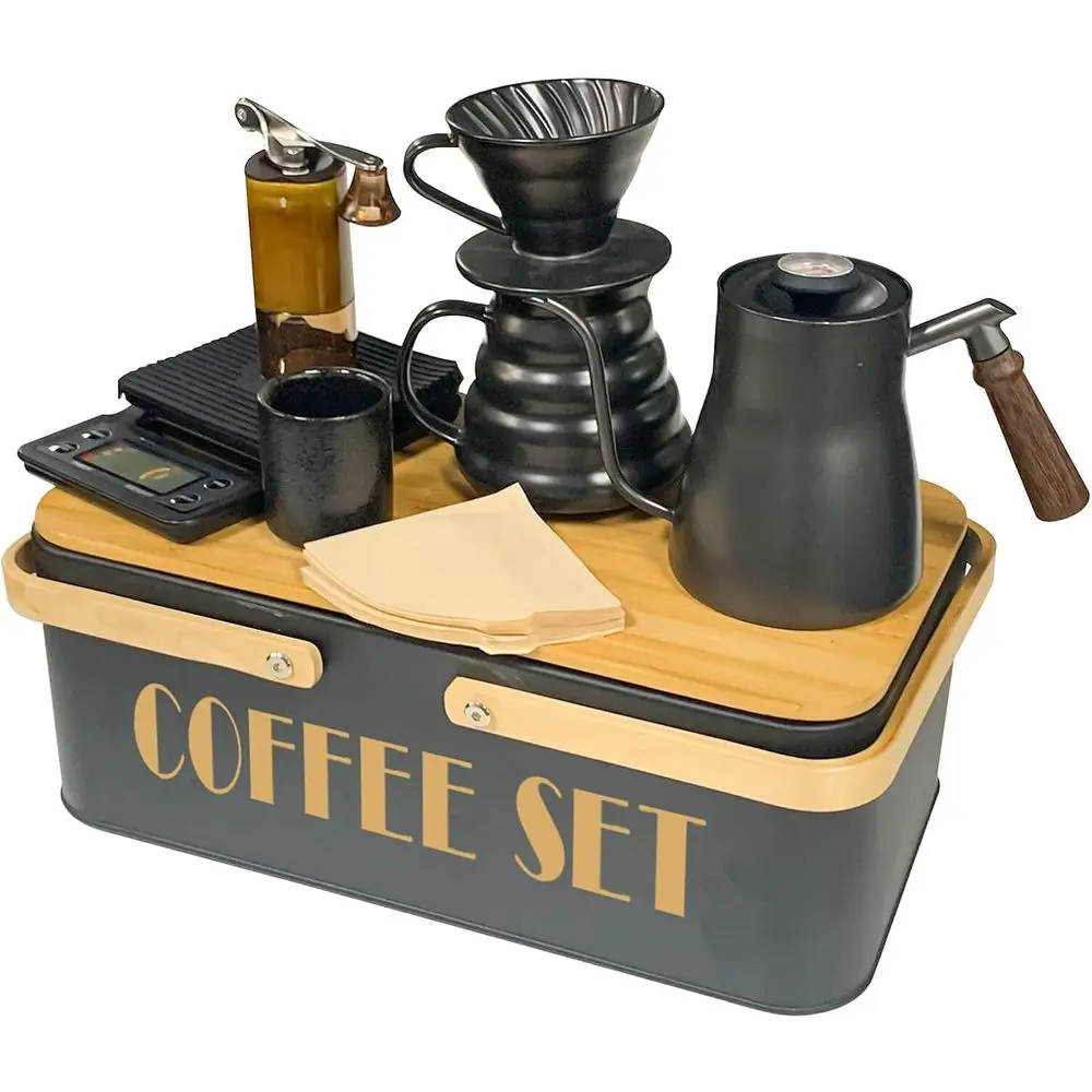 All-in-One Portable Coffee Maker Set with Grinder, Scale, Kettle, and Accessories
All-in-One Portable Coffee Maker Set with Grinder, Scale, Kettle, and Accessories