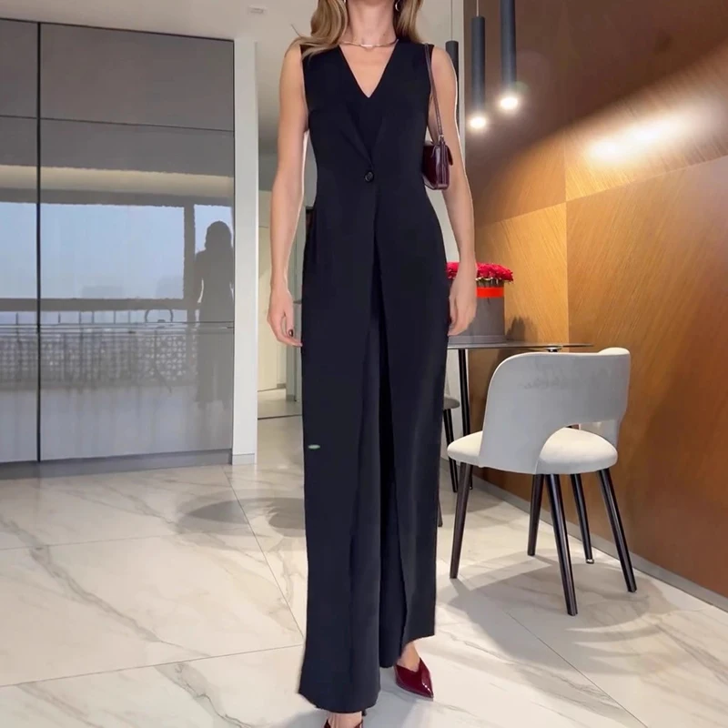 Sexy Women's Jumpsuit V-neck Sleeveless Hollow Out High Waist Summer Romper Office Temperament Casual Long Pants Playsuit
Sexy Women's Jumpsuit V-neck Sleeveless Hollow Out High Waist Summer Romper Office Temperament Casual Long Pants Playsuit