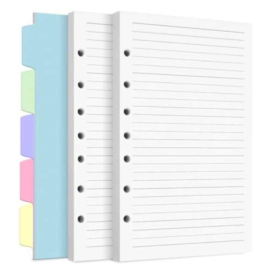 A5 Refill Paper, 7-Hole Planner Inserts for A5 Binder Budget Planner Journals Notebook, Loose Leaf Lined Paper with Binder Divi
A5 Refill Paper, 7-Hole Planner Inserts for A5 Binder Budget Planner Journals Notebook, Loose Leaf Lined Paper with Binder Divi