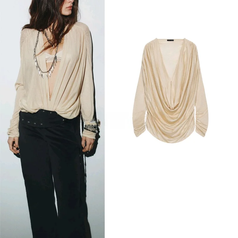 Осенне-зимняя новинка: женская блузка с длинным рукавом, стильный дизайн, простой крой, плиссировка, глубокий вырез, свободный крой, полиэстер, дышащая ткань.
Осенне-зимняя новинка: женская блузка с длинным рукавом, стильный дизайн, простой крой, плиссировка, глубокий вырез, свободный крой, полиэстер, дышащая ткань.