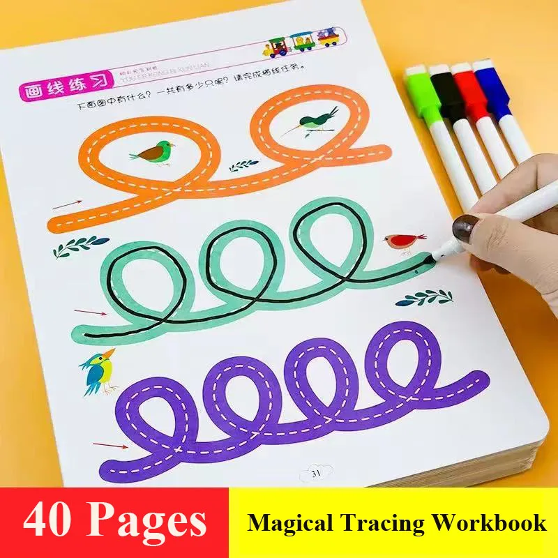 Reusable Magical Tracing Workbook Magic Practice Copybook Control Training Book Children Montessori Drawing Brain Exercise
Reusable Magical Tracing Workbook Magic Practice Copybook Control Training Book Children Montessori Drawing Brain Exercise
